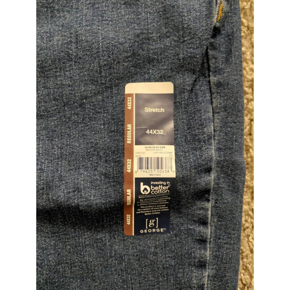 Men's George Denim Blue Jeans Regular Straight Leg 44x32 NWT